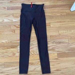 Spanx faux leather leggings-plum colored